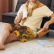 thumbnail image 5 of Balery Cloud Sky Sunflower Cow Pantalones cortos de pijama de punto de algodón para hombre con cinturilla y bolsillos-Medium, 5 of 6