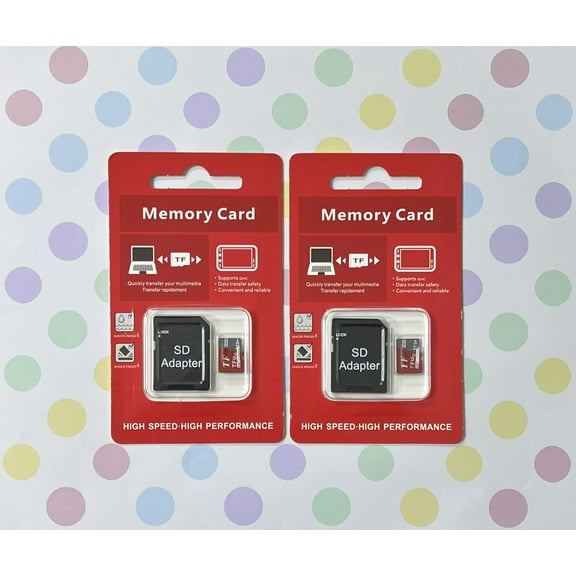 2 Pack x Universal TF SD Memory Card (1 TB) with Adapter, Data Storage Memory Card Compatible with Electronics, Cellphone, Tablet, Camera, Game Device