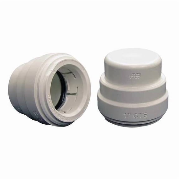 John Guest Push-Fit Fitting Cap, 1/2 in Tube Size, Polysulfone, White PSEI4620