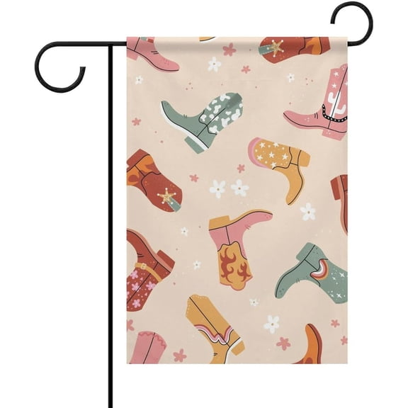 diyeu Colorful Cowboy Boots Garden Flags Outdoor Decoration 12 X 18 Inch Boho Garden Flag Yard Flags for Outside for Home Party Porch Yard Outdoor Double Sided