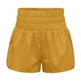 thumbnail image 4 of Women's Running Quick Shorts Workout Elastic Athletic Yoga Pants Dry High Waist, L, Yellow, 4 of 4