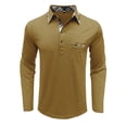thumbnail image 2 of Mens T-shirts Men's Shirt Casual Long Sleeve Classic Plaid Button Tees With Pockets Mens Short Sleeved Tees Yoga Fit Ling Sleeve T Shirt Tops Men Work Casual Lady Athletic Wear Medium Yellow XL, 2 of 7