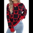 thumbnail image 1 of Suéter de Cuello Alto para Mujer, Larga, Bloque, Corazón, Tejido, Otoño Invierno, Jersey de Punto Acanalado. Negro L, 1 of 10