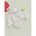 thumbnail image 3 of Bagilaanoe Newborn Baby Girl Valentine's Day Rompers Heart Print Long Sleeve Bodysuit + Headband 3M 6M 12M 18M Infant One Piece Jumpsuit, 3 of 7