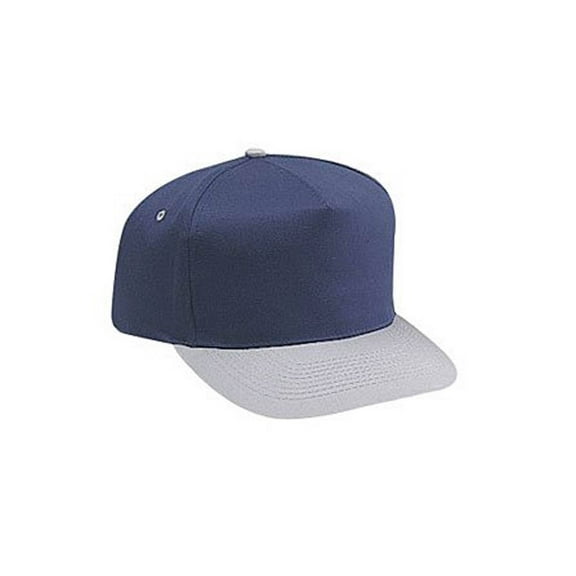 Cotton Twill Five Panel Pro Style Caps Two Tone, Navy Gray