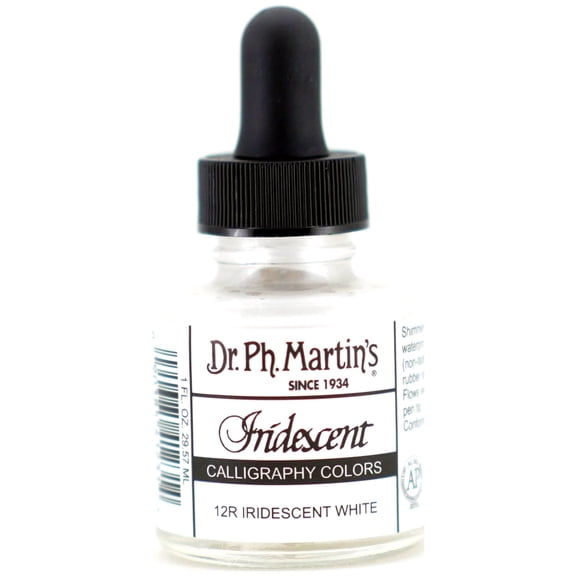 Dr. Ph. Martin's® Iridescent Calligraphy Color (12R) Ink Bottle, 1.0 US fl oz, Iridescent White, 1 Bottle