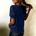 thumbnail image 6 of longantii Womens Linen Cotton Blouses Summer Casual Boho Short Puff Sleeve Button Down Tops Loose Fit Gauze Tunic Henley Shirts Navy XL, 6 of 8