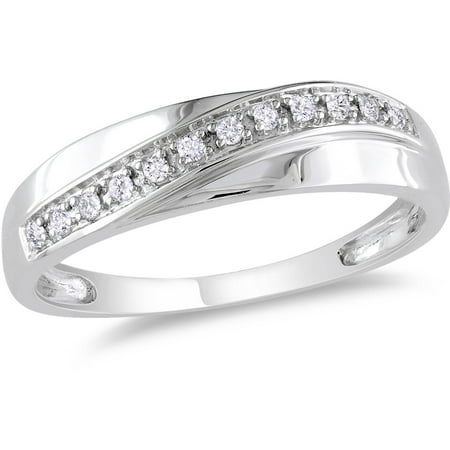 Miabella Diamond-Accent 10kt White Gold Wedding Band