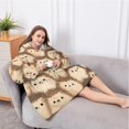thumbnail image 5 of Oversized Wearable Blanket Hoodie,Cute Hedgehog Pattern Sherpa Blanket Hoodie with Super Pockets,Super Warm Fuzzy Pullover for Women & Men, 5 of 6
