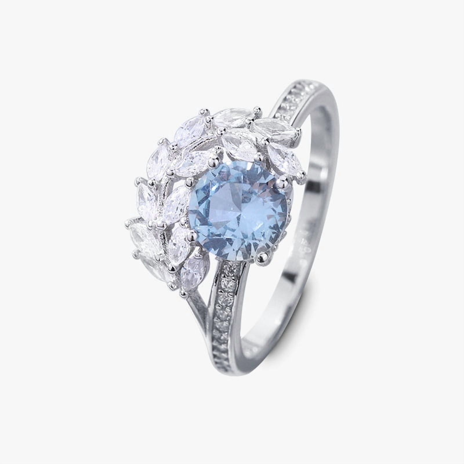 1 Carat Fashion Sparkling Light Blue Moissanite Ring D Color VVS1 Clarity Diamond S925 Sterling Silver Engagement Rings, Exquisite Gift, Promise Ring For Women