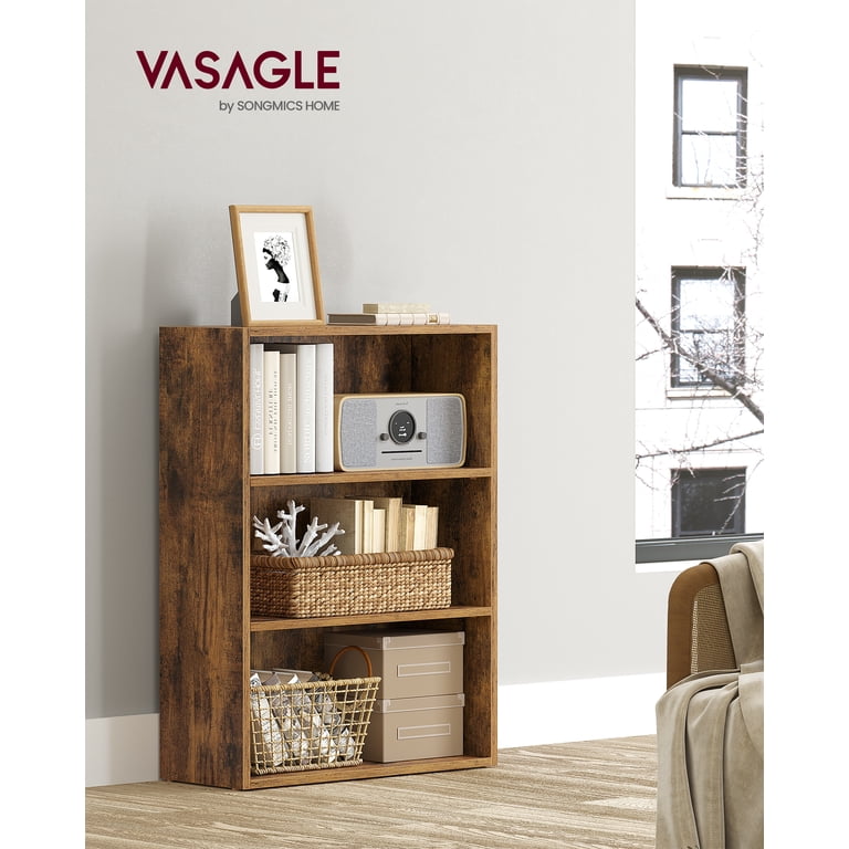 Cube Storage Organizer 3-Tier Bookshelf, Rustic Brown photo 5