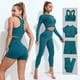 thumbnail image 2 of 2/3/4 Uds. Conjunto de Yoga sin costuras para mujer, ropa deportiva de entrenamiento, ropa de gimnasio, Top corto de manga larga, mallas de cintura alta, traje deportivo Tan Jianjun unisex, 2 of 2