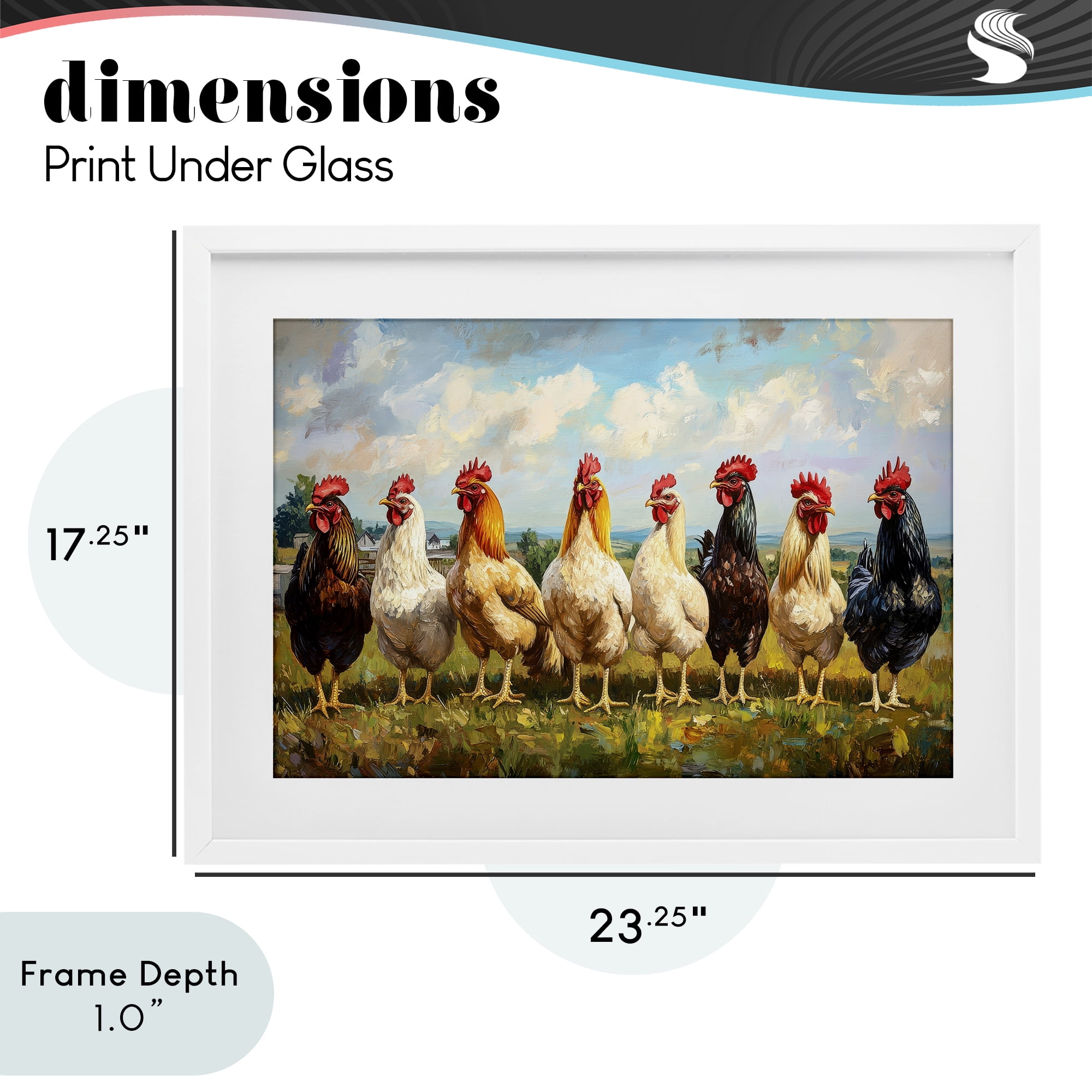 Stupell Industries Chicken Brood on Horizon White Framed Print Under Glass, design by Petal Prints Design