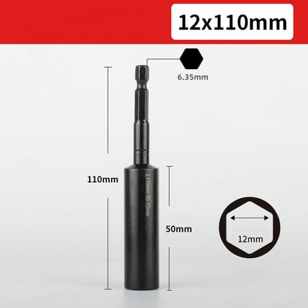 

Goodhd 110mm Deepen Socket Wrenches Hexagon Nut Driver Drill Bit H8-H14 Sleeve Adapter
