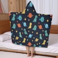thumbnail image 5 of Dark Blue Dinosaurs Space Pattern Hooded Bath Towel，50"x30" for Ages 3 To 12 Kids, Quick Dry Lightweight Soft Microfiber Hood Beach Towel Cover Up for Kids, 5 of 7