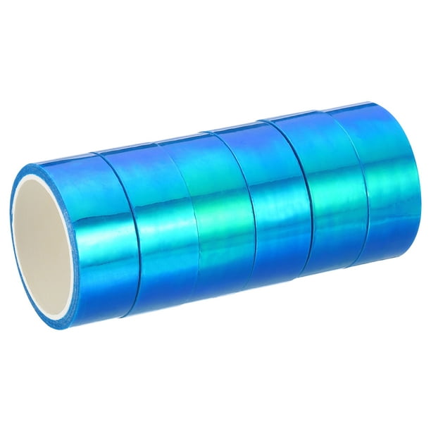Uxcell 15mmx5m Holographic Tape Adhesive Metallic Foil Masking Sticker,  Blue 6 Roll 