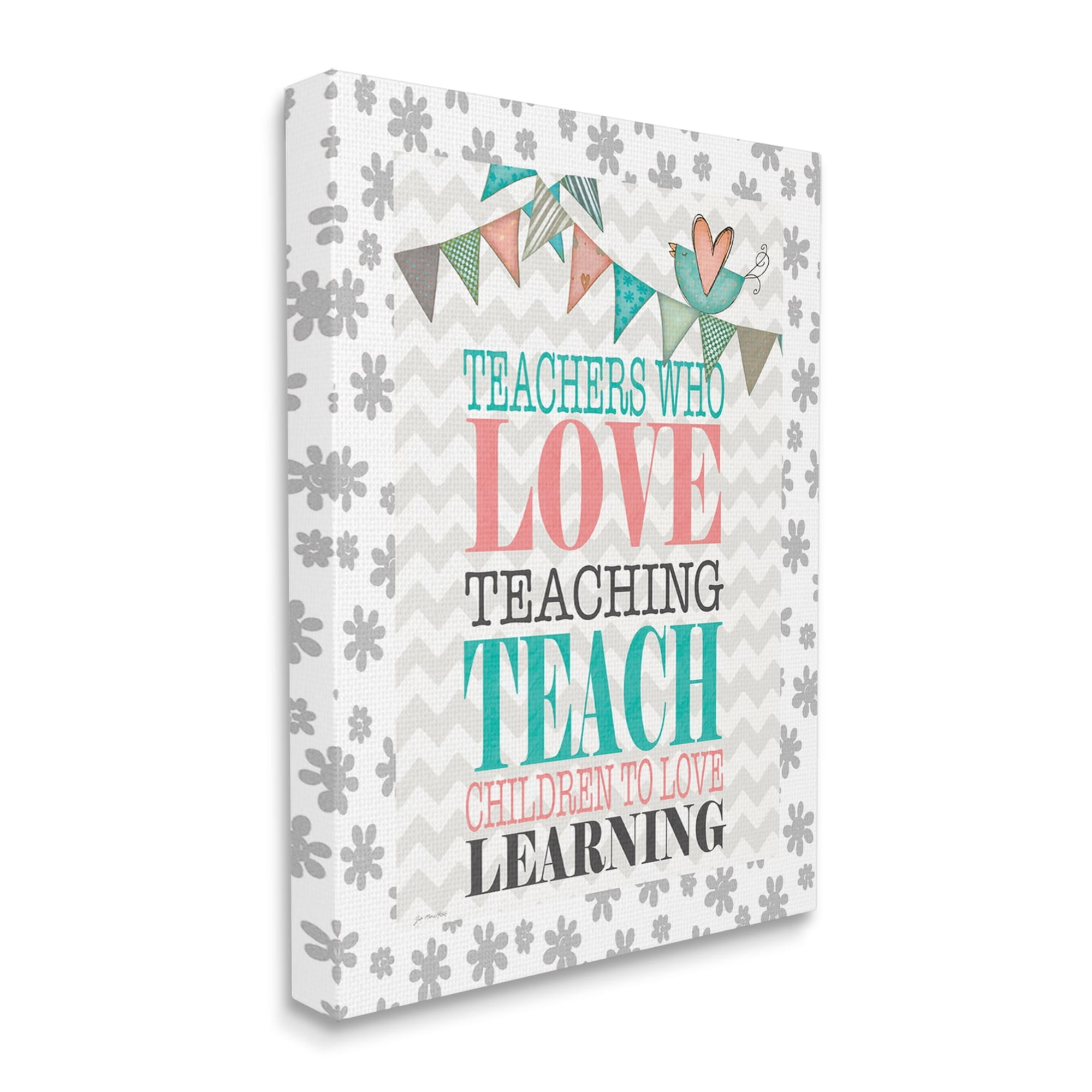 Stupell Teach Children To Love Learning Uplifting Phrase Inspirational Painting Gallery Wrapped Canvas Print Wall Art