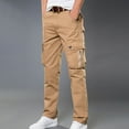 Njoeus Men's Fleece Lined Cargo Pants Casual Cotton MultiPocket