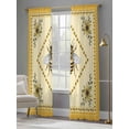 thumbnail image 4 of Sunflower Bee Sheer Curtains for Living Room Bedroom, Vintage Daisy Flower Yellow Border Light Filtering Sheer Curtains, Rod Pocket Voile Window Drapes, 2 Panels Set 52"x 108", 4 of 7