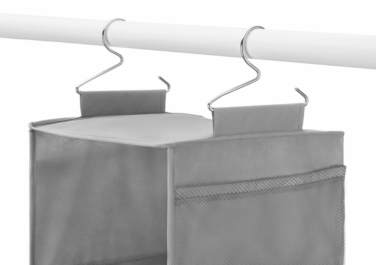 Whitmor Gray Hanging Closet Organizer with Mesh Pockets Fabric Storage Solution