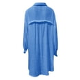 thumbnail image 5 of Button Down Blouses for Women Plus Size Long-Sleeved Over Shirts Cotton and Linen Tops V-Neck Tunic Loose Fit Shift Dress, 5 of 5
