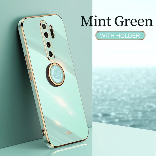 Funda de teléfono con soporte de anillo de dedo cuadrado chapado para Xiaomi Redmi Note 8 Pro 2021 nuevo Note8 8pro funda de silicona suave de lujo con soporte Tan Jianjun unisex