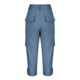 thumbnail image 5 of vigerkar Cargo Capri Pants Women High Waisted Elastic Capris Trousers Cropped Pants with Pockets Casual Work Clothes (Blue, XXL), 5 of 5