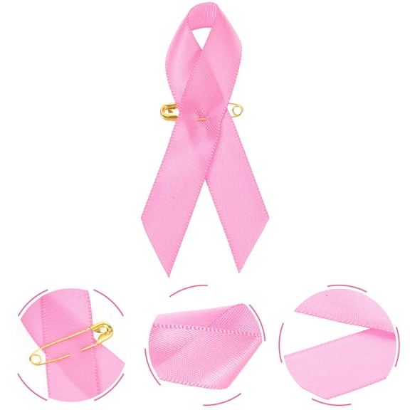 RENACLIPY Cancer Ribbon Pink Polyester Portable Fundraising Accessory 100Pcs