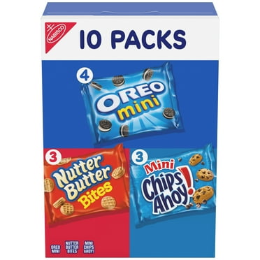 Nabisco Cookie Variety Pack, OREO Mini, Nutter Butter Bites, CHIPS AHOY! Mini, Baked, 10 Snack Packs