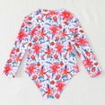 thumbnail image 4 of CAICJ98 Kids Girls Rash Guard Long Sleeve One Piece Swimsuits Zipper Bathing Suits for Girls UPF 50+ Tropical Plant Flowers Swimwear (Red,4-5 Years), 4 of 5