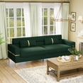 thumbnail image 2 of Modern Velvet Upholstered Sofa Couch with Gold Metal Legs Removable Cushions Square Arms for Living Room Office Bedroom, 2 of 11
