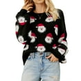 thumbnail image 2 of Suéteres de Punto con Estampado de Leopardo para Mujer, Informales, de Larga y Cuello Redondo. Negro L, 2 of 8