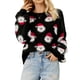 thumbnail image 2 of Suéteres de Punto con Estampado de Leopardo para Mujer, Informales, de Larga y Cuello Redondo. Negro L, 2 of 8