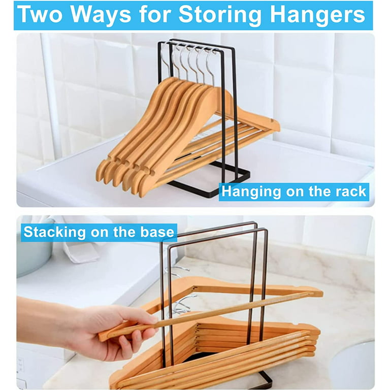 2 Pack Hanger Organizer Stacker Holds 200 Wire Clothes Hanger Holder with  Rubber Stub, Sturdy Steel Hanger Storage Rack for Adult and Child, Hangers