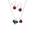 thumbnail image 2 of Delight Jewelry Silvertone Hot Blue Large Cheetah Print Heart Red Lucky Ladybug Necklace and Dangle Earrings Set, 2 of 6