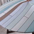 thumbnail image 5 of Waterproof Round Tablecloth with Elastic - 35-44 Inch Light Blue Wood Grain Print Outdoor Patio Table Cover for Picnic, Garden, Dining & Party Decor, Fitted Design, 5 of 7