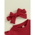 thumbnail image 5 of Bslissey Toddler Baby Girls Pants Set Solid Color Long Sleeve Sweatshirt + Elastic Waist Pants + Bow Headband 6M 12M 18M 24M 3T Infant Fall Casual Daily Clothes, 5 of 8
