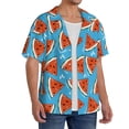 thumbnail image 2 of Goofa Cartoon Watermelon Printed Men's Casual Short-sleeved Shirt,Lightweight Breathable Button-down,Summer Casual men's top,Versatile Fashion shirt-, 2 of 7