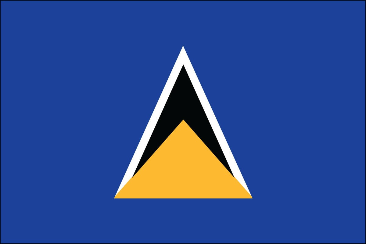 Saint Lucia Flag National Colours Quality Leather and Chrome Keyring 