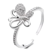 Cubic Zirconia Butterfly Sterling Silver Open Statement Rings for Women