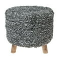 thumbnail image 1 of Handwoven Pouf Wooden Stand Grey, 1 of 4