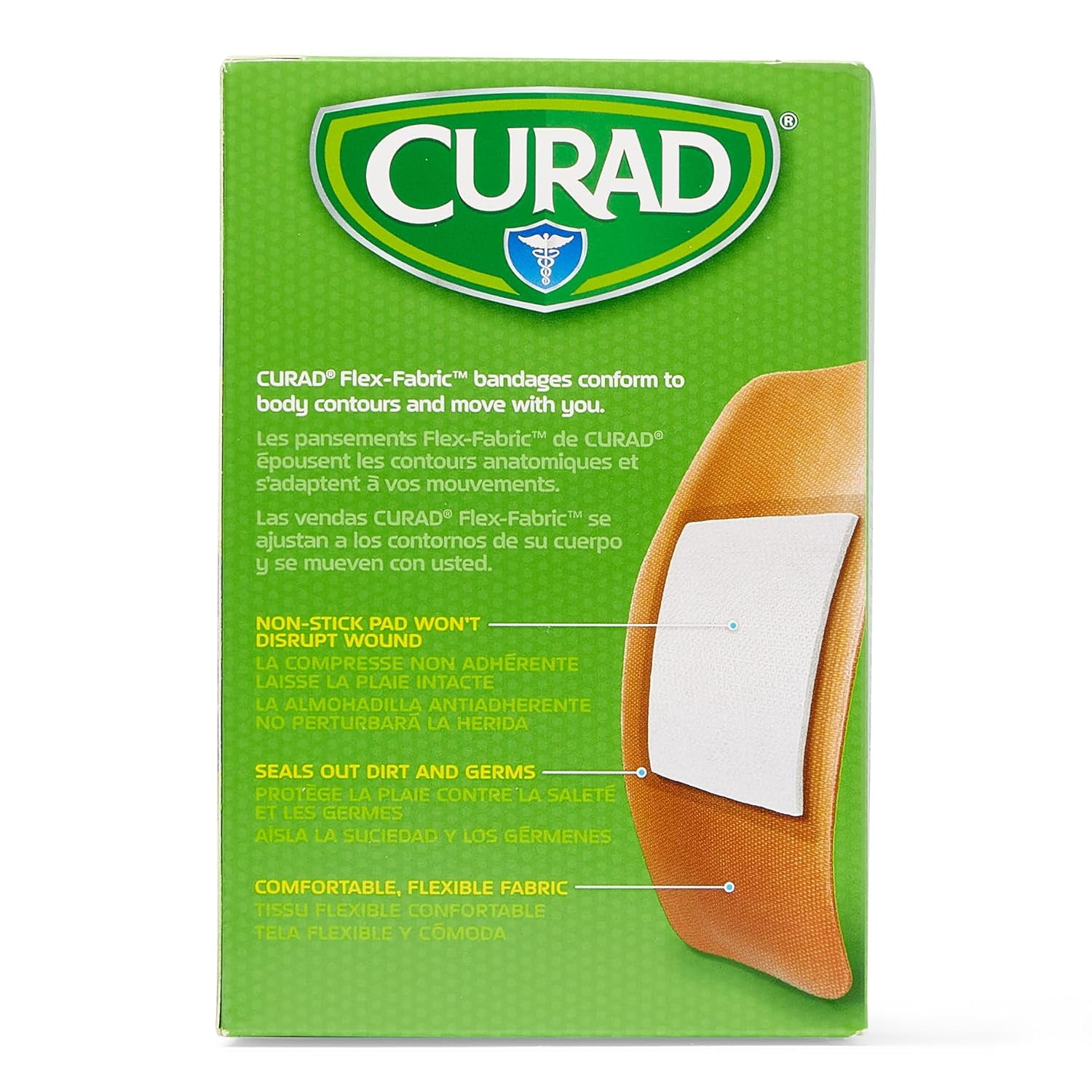 Curad Flex-Fabric Adhesive Bandages, 2"x4", 50 Count