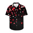 thumbnail image 2 of GERsome Men's Valentine's Day Short Sleeve Shirts Button Down Love Heart Graphic Beach Vacation Shirts S-5XL, 2 of 5