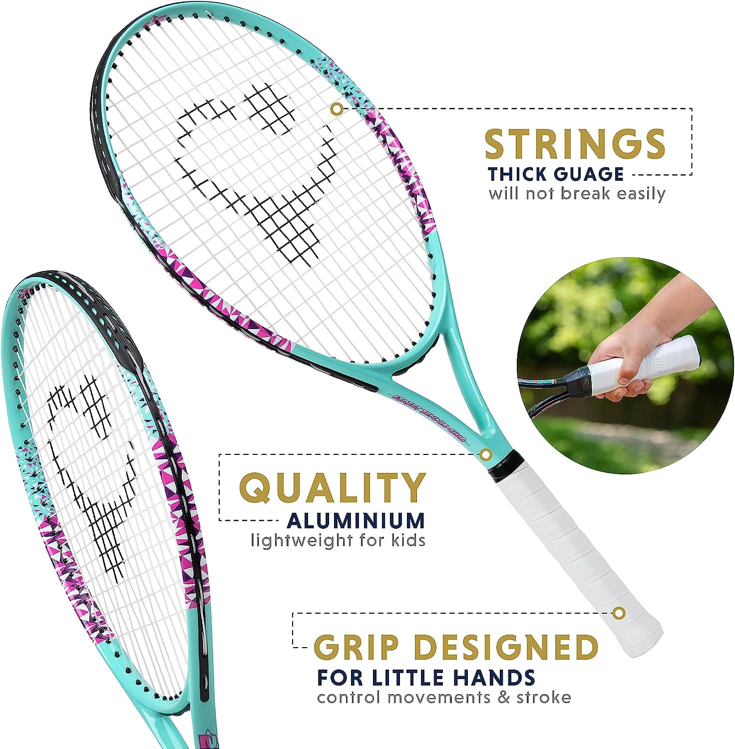 Street Tennis Club Small Cool Tennis Racquet, Aluminum Pink White, 17"