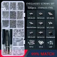 thumbnail image 2 of 500pc Lunettes de Soleil Lunettes de Soleil Kit de Réparation Outils Lunettes Visseuses Vis Ensembles Écrous Nez Pad Outil de Réparation Optique Pièces Assorties Kit Classique Argent Vis, 2 of 6