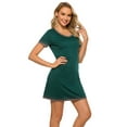 thumbnail image 3 of Womens Upgrade Summer Sleepshirts Short Sleeve Above Knee Length Nightgown Soft Sleeping Loungewear Nightshirts,Round Neck Loose Comfy Pajamas Dress Cotton Sleepwear S-2XL Green, 3 of 7