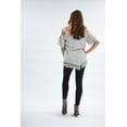 thumbnail image 4 of Women's Summer T-shirts cold shoulder Short Sleeve Round Neck Asymmetric Hem Fringe with embroidery Shirt Tunic Tops by 1826, 4 of 4