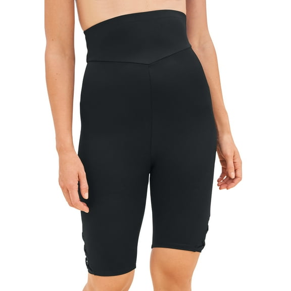 Swim 365 Women's Plus Size Lattice-Detailed High-Waist Bike Short
