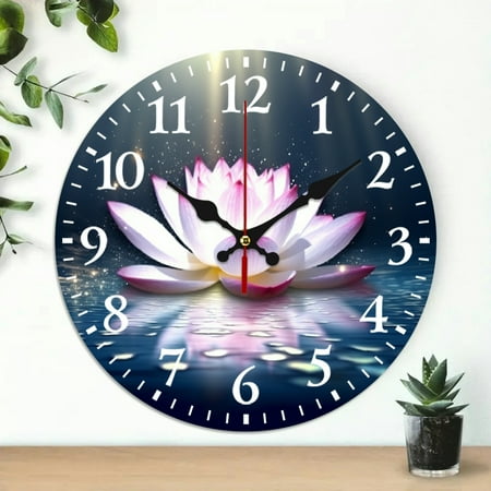 PRATYUS Lotus Flower Wall Clock Battery Operated 10 Inch Frameless Decor 10x10in