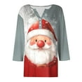 thumbnail image 5 of larppty Women 3/4 Sleeve Button Up Christmas Shirt Oversized Casual Dressy Henley Neck Tunic Tops Comfy Soft Lightweight Blouse (Grey, M), 5 of 5